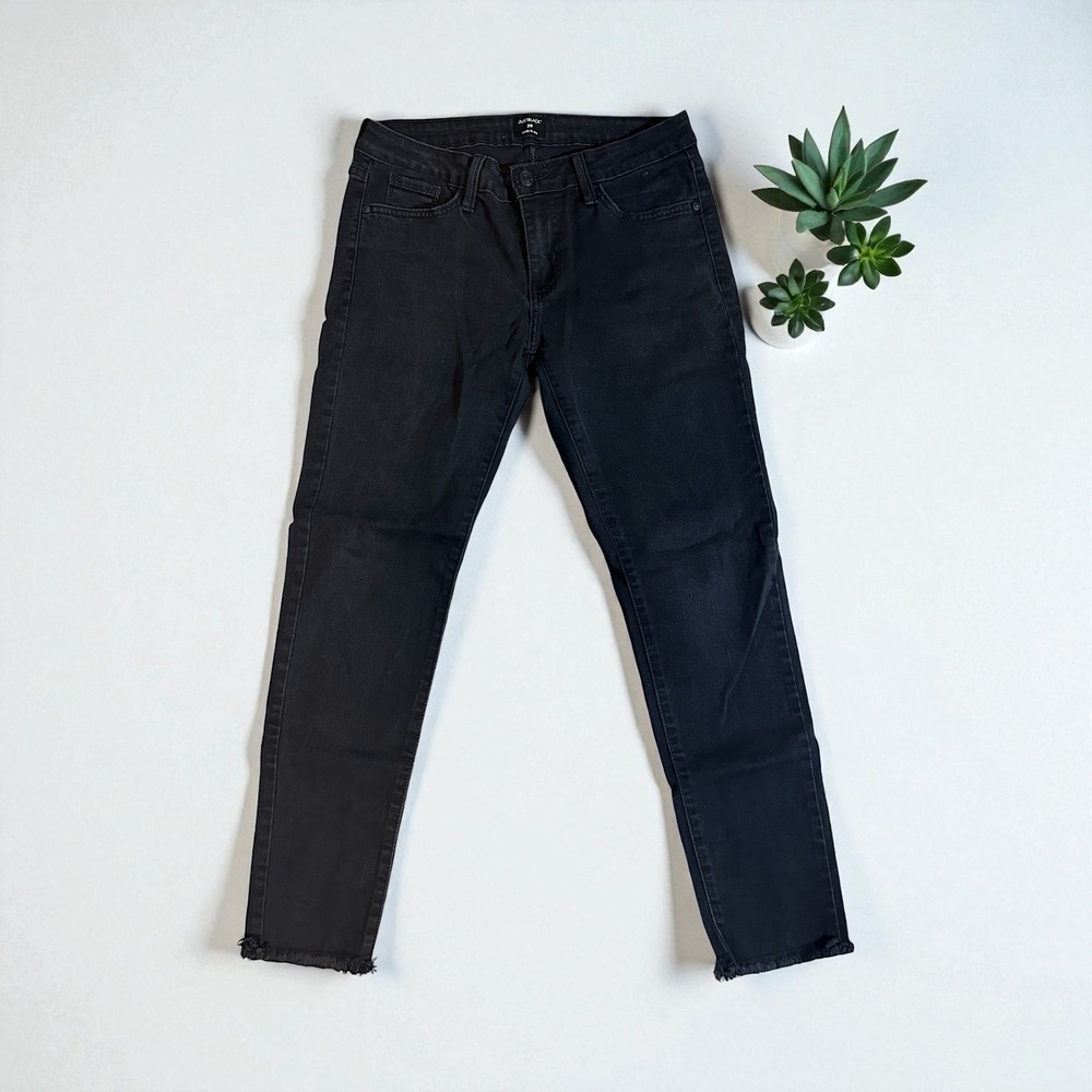 JUSTBLACK Black Denim Jeans Size 28 Raw Hem Ankle Skinny Made USA Midrise